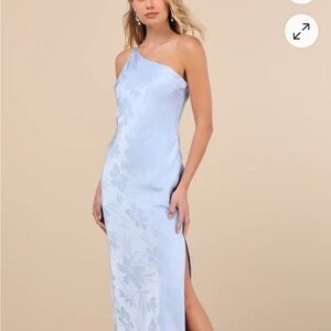 Elegant One-Shoulder Blue Dress